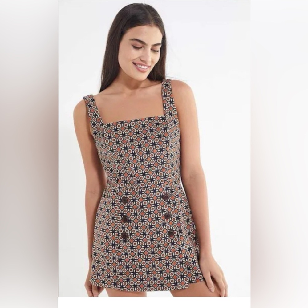 Urban Outfitters BDG Daley Corduroy Retro Geometric Skort Romper, size Small